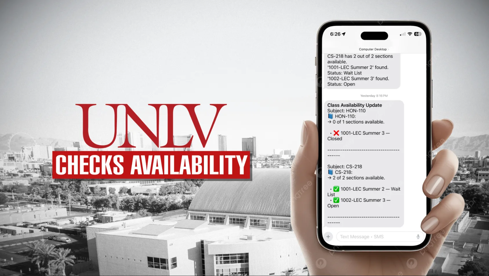 UNLV Class Alert Screenshot 2
